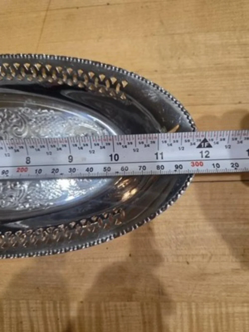 Vintage Farber Bros Krome Kraft Oval Chrome Serving Tray Pierced Art Deco NY